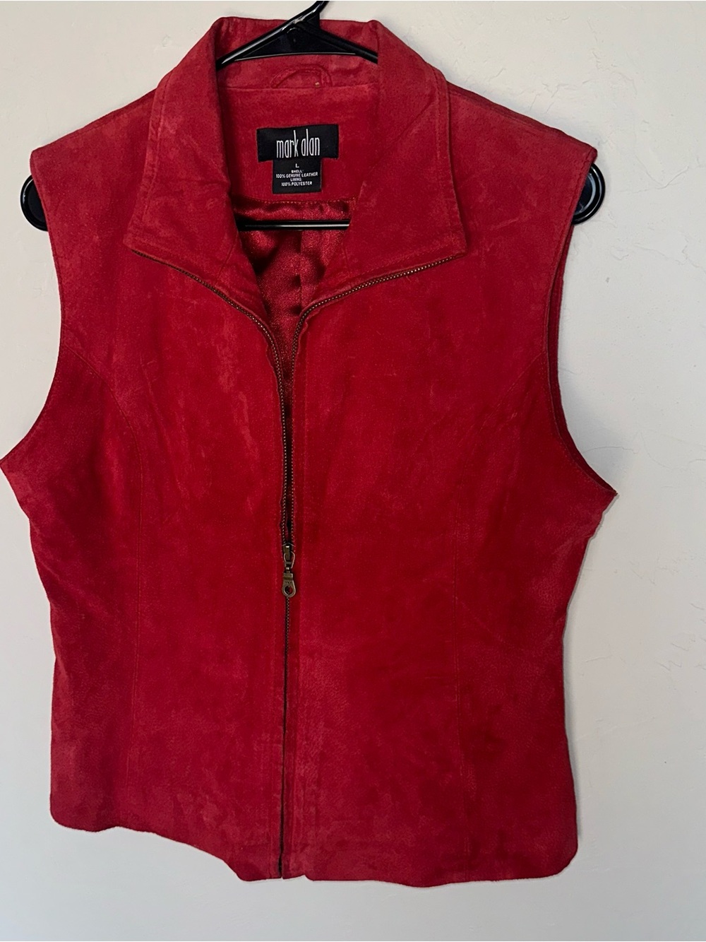 Mark Alan 90s Vintage Red Suede Zip-Front Vest